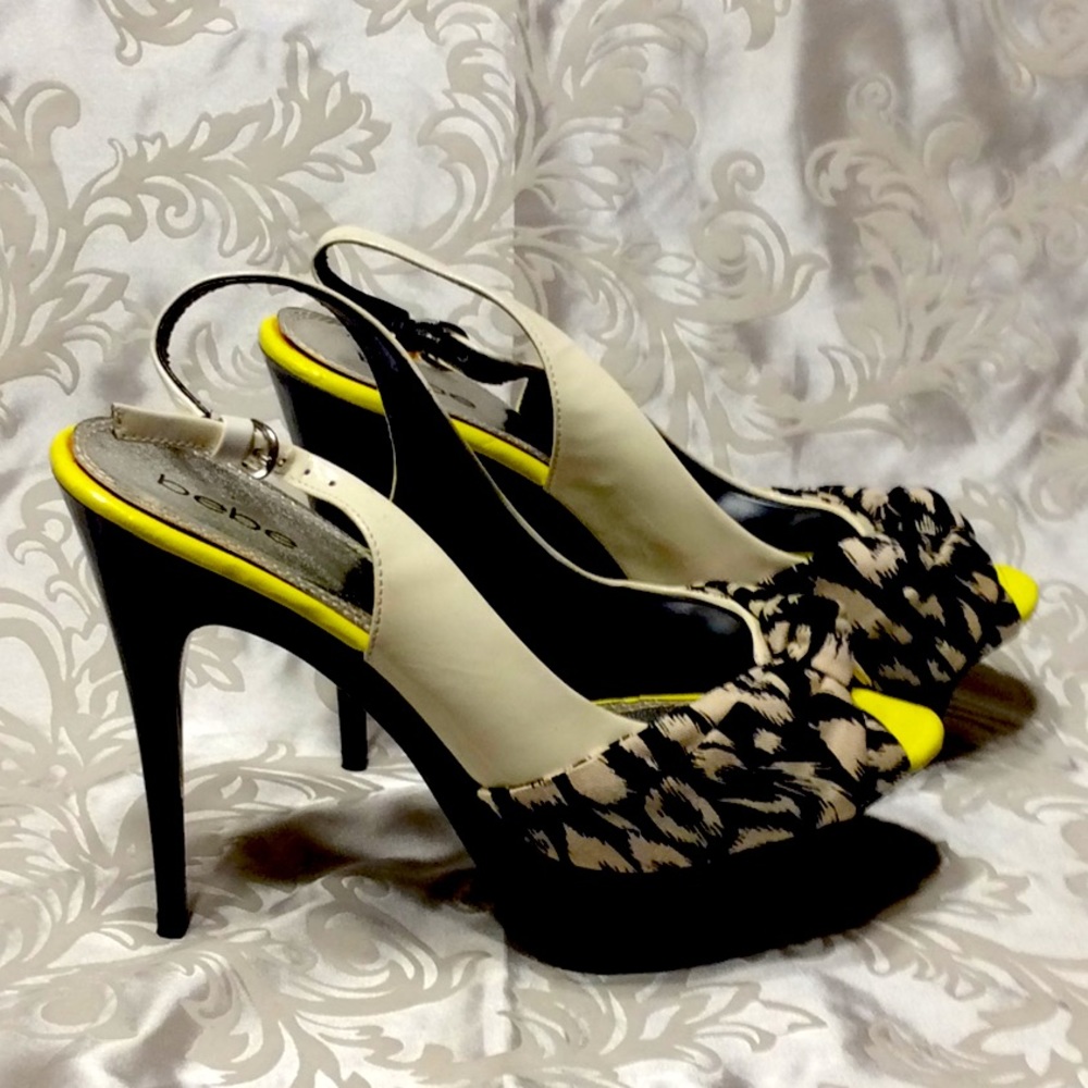Bebe Multi Color Slingback Heels
